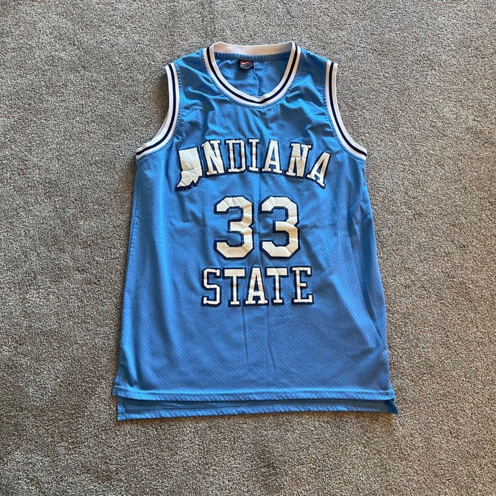 Mens Nike Indiana State Larry Bird 33 Jersey M Blue Excellent Vintage Retro